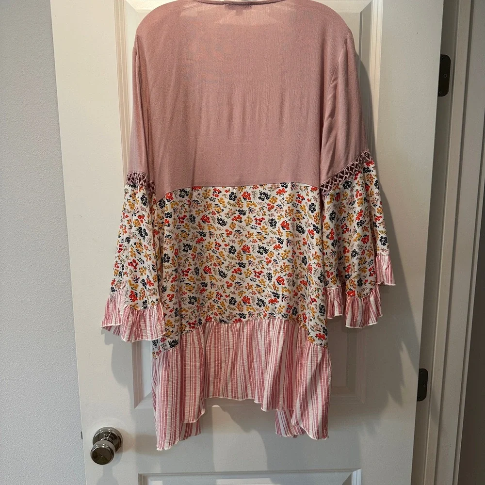 Pink Stripe Floral Kimono - Picture 6 of 7